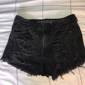 Women’s Black distressed American eagle shorts
